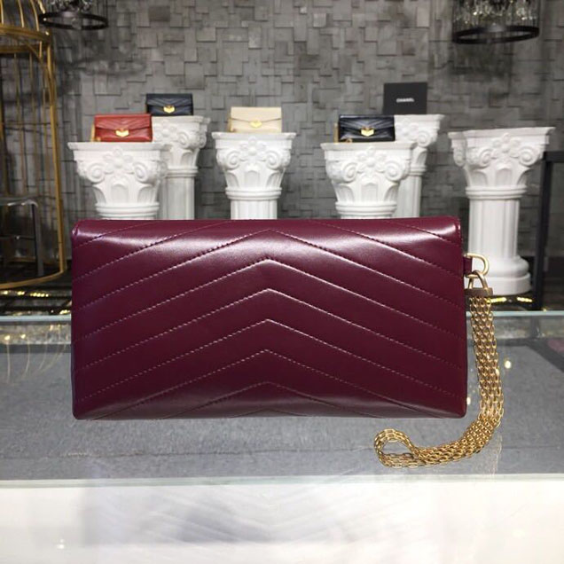 Chanel Chevron Calfskin Envelope Clutch Bag A57493 25cm Gold Hardware Lambskin Leather Metiers d鈥橝rt Paris-Hamburg 2018 Burgundy