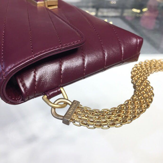 Chanel Chevron Calfskin Envelope Clutch Bag A57493 25cm Gold Hardware Lambskin Leather Metiers d鈥橝rt Paris-Hamburg 2018 Burgundy