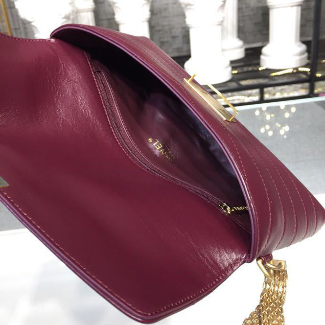 Chanel Chevron Calfskin Envelope Clutch Bag A57493 25cm Gold Hardware Lambskin Leather Metiers d鈥橝rt Paris-Hamburg 2018 Burgundy