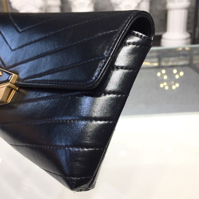 Chanel Chevron Calfskin Envelope Clutch Bag A57493 25cm Gold Hardware Lambskin Leather Metiers d鈥橝rt Paris-Hamburg 2018 Black