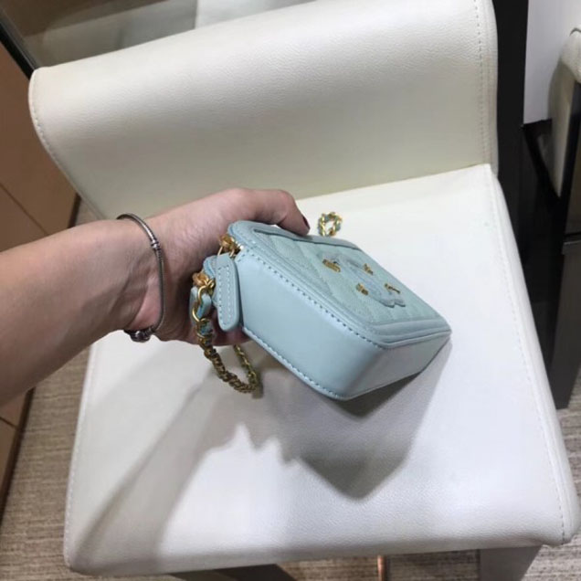 Chanel CC Filigree Grained Clutch with Chain Bag Light Green 2018
