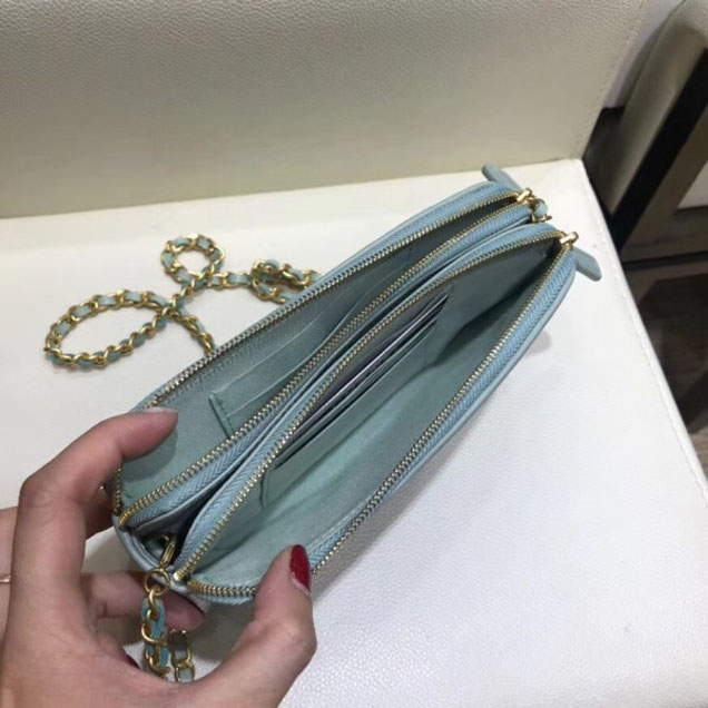 Chanel CC Filigree Grained Clutch with Chain Bag Light Green 2018