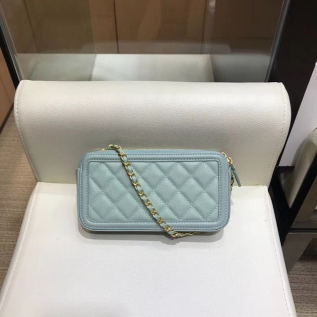 Chanel CC Filigree Grained Clutch with Chain Bag Light Green 2018