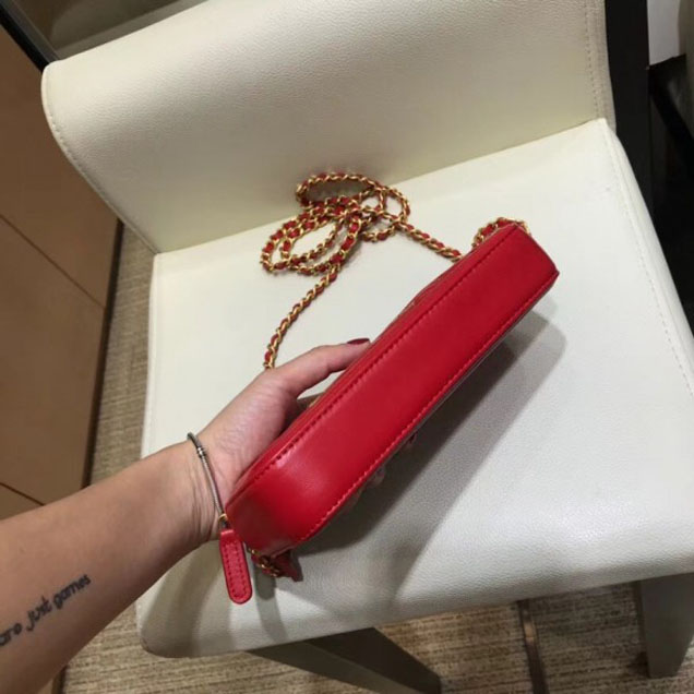 Chanel CC Filigree Grained Clutch with Chain Bag Red 2018