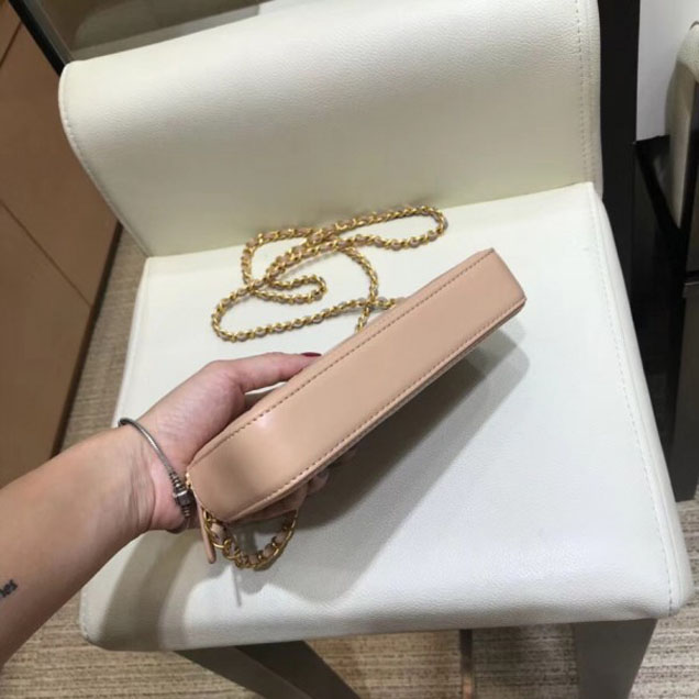 Chanel CC Filigree Grained Clutch with Chain Bag Apricot 2018