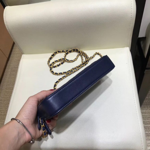 Chanel CC Filigree Grained Clutch with Chain Bag Royal Blue 2018