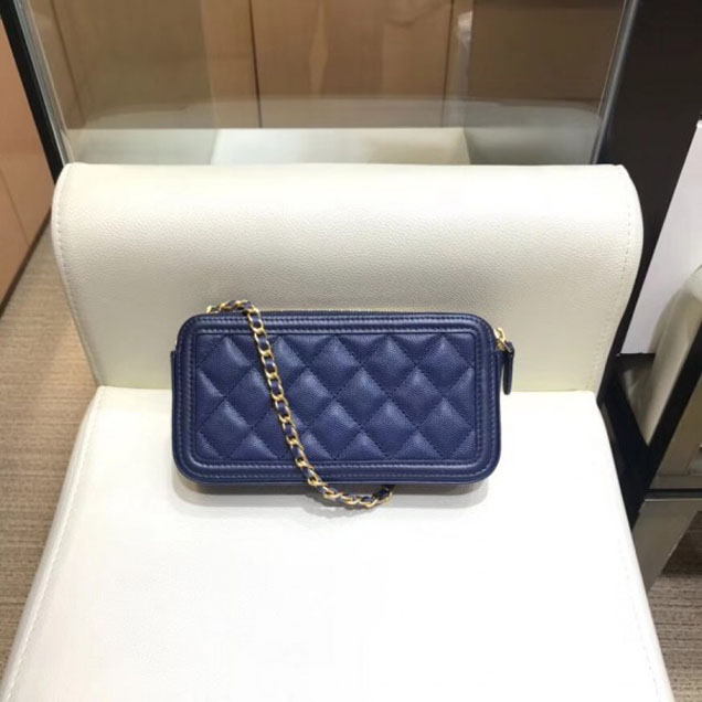 Chanel CC Filigree Grained Clutch with Chain Bag Royal Blue 2018