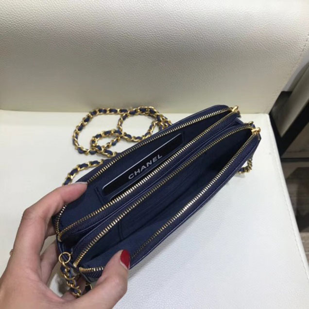 Chanel CC Filigree Grained Clutch with Chain Bag Royal Blue 2018