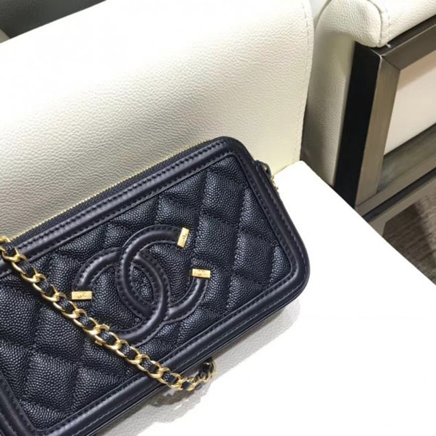 Chanel CC Filigree Grained Clutch with Chain Bag Black 2018
