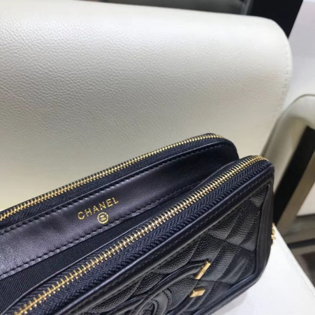 Chanel CC Filigree Grained Clutch with Chain Bag Black 2018