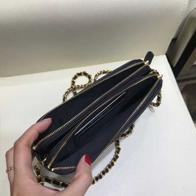 Chanel CC Filigree Grained Clutch with Chain Bag Black 2018