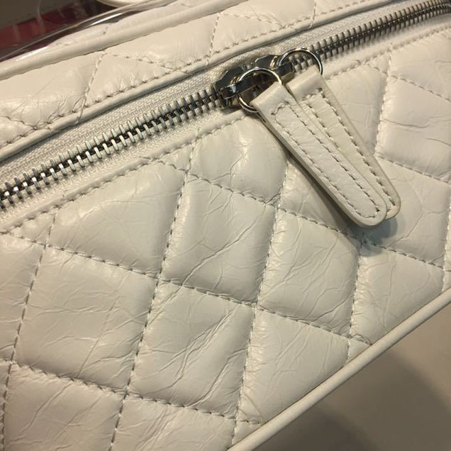 Chanel Crumpled Calfskin PVC Aquarium Backpack Bag 22cm Silver Hardware Lambskin Leather Spring Summer Collection White