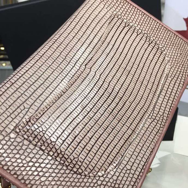Chanel WOC Wallet on A Chain Bag 20cm Gold Hardware Lizard Skin Fall Winter 2018 Collection Pale Pink
