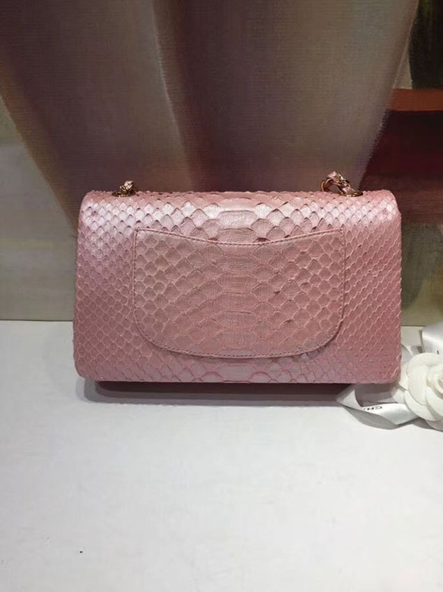 Chanel Classic Handbag Python & Gold-Tone Metal A01112 pink