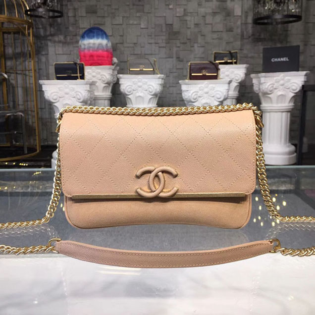 Chanel Grained Calfskin and Suede Flap Small Bag A57560 Beige 2018