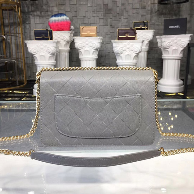 Chanel Grained Calfskin and Suede Flap Small Bag A57560 Gray 2018