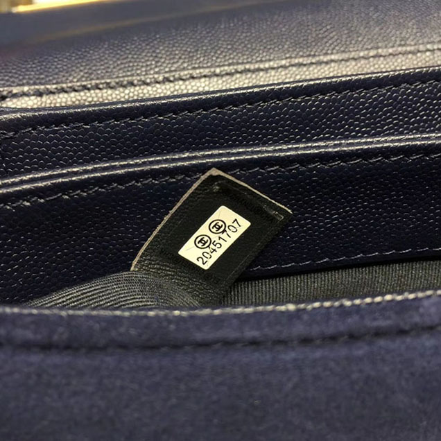 Chanel Grained Calfskin and Suede Flap Small Bag A57560 Navy Blue 2018