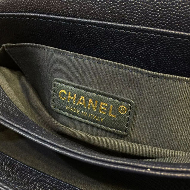 Chanel Grained Calfskin and Suede Flap Small Bag A57560 Navy Blue 2018