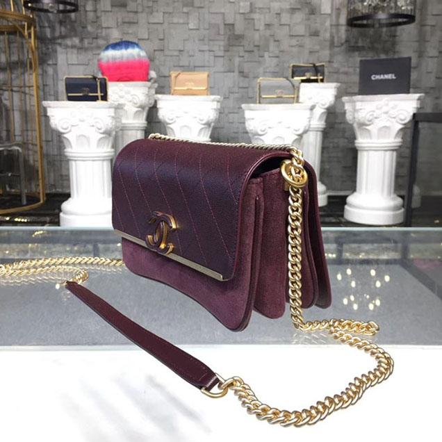 Chanel Grained Calfskin and Suede Flap Small Bag A57560 Burgundy 2018