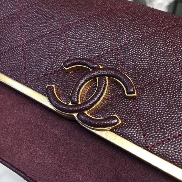 Chanel Grained Calfskin and Suede Flap Small Bag A57560 Burgundy 2018