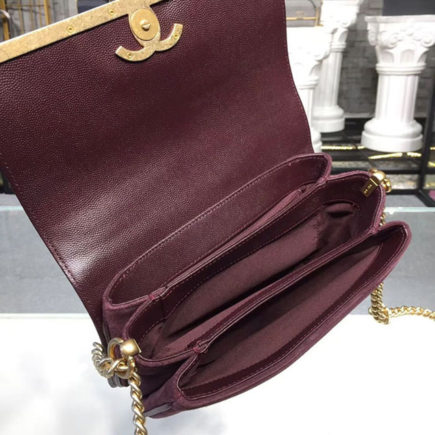 Chanel Grained Calfskin and Suede Flap Small Bag A57560 Burgundy 2018
