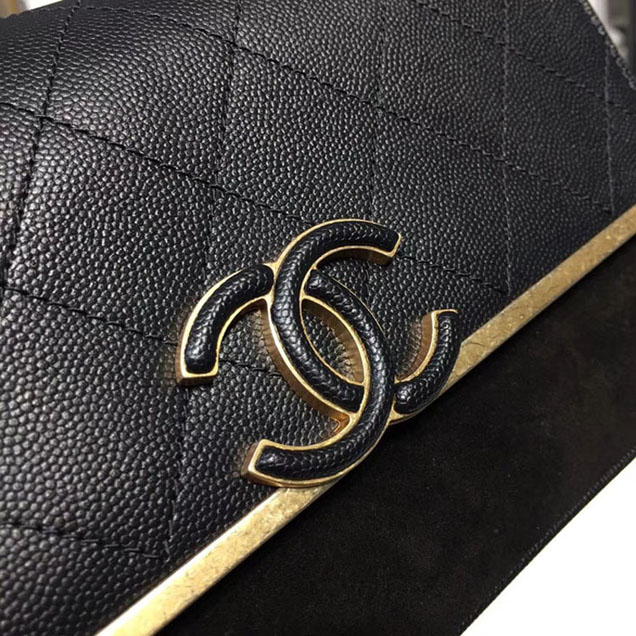 Chanel Grained Calfskin and Suede Flap Small Bag A57560 Black 2018