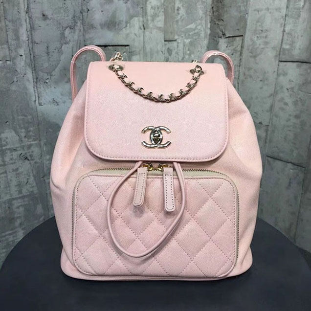 Chanel Grained Calfskin Business Affinity Backpack Bag A93748 Pink