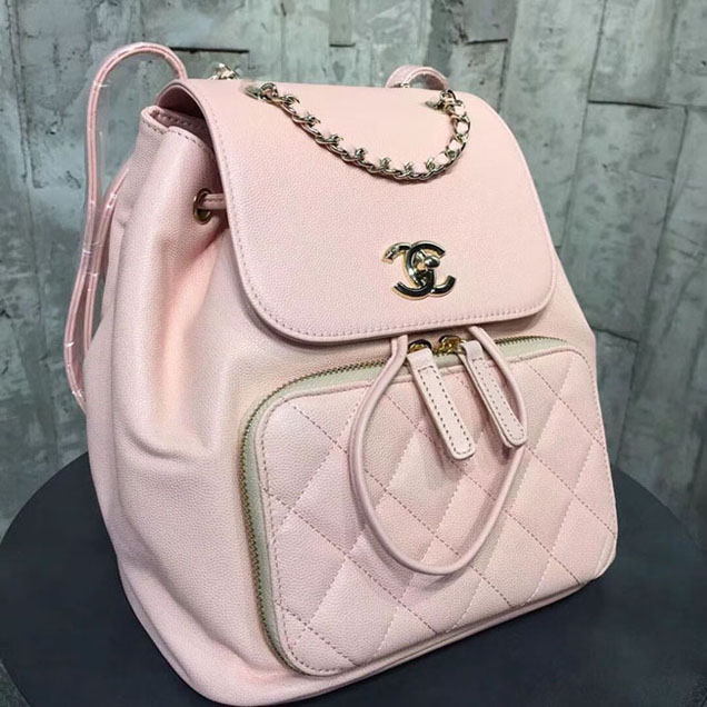 Chanel Grained Calfskin Business Affinity Backpack Bag A93748 Pink