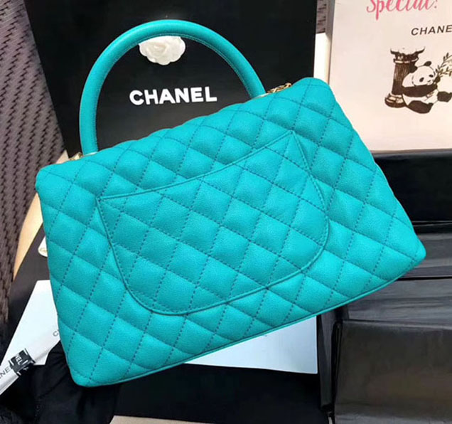 Chanel Caviar Calfskin Flap Bag With Handle 28cm Green