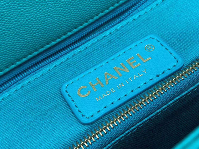 Chanel Caviar Calfskin Flap Bag With Handle 28cm Green