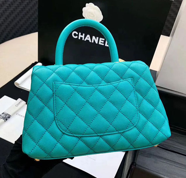 Chanel Caviar Calfskin Flap Bag With Handle 24cm Green
