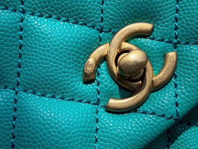 Chanel Caviar Calfskin Flap Bag With Handle 24cm Green