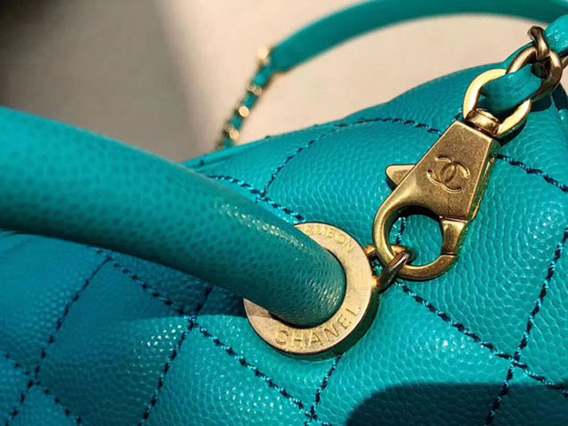 Chanel Caviar Calfskin Flap Bag With Handle 24cm Green