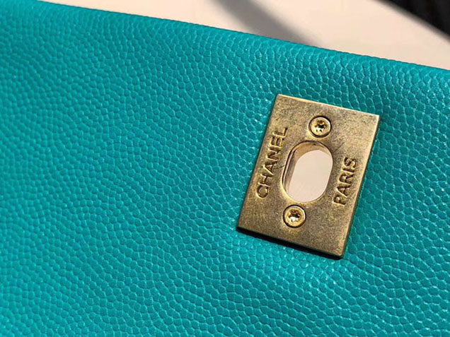 Chanel Caviar Calfskin Flap Bag With Handle 24cm Green