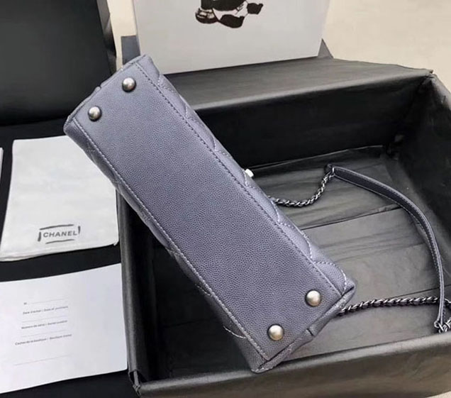 Chanel Caviar Calfskin Flap Bag With Handle 24cm Elephant Grey