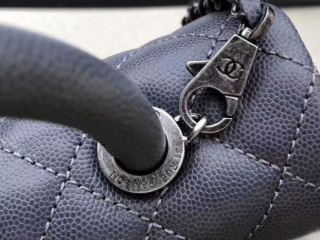 Chanel Caviar Calfskin Flap Bag With Handle 24cm Elephant Grey