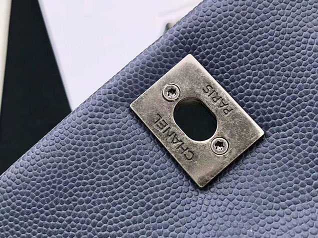 Chanel Caviar Calfskin Flap Bag With Handle 24cm Elephant Grey