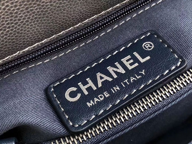 Chanel Caviar Calfskin Flap Bag With Handle 24cm Elephant Grey