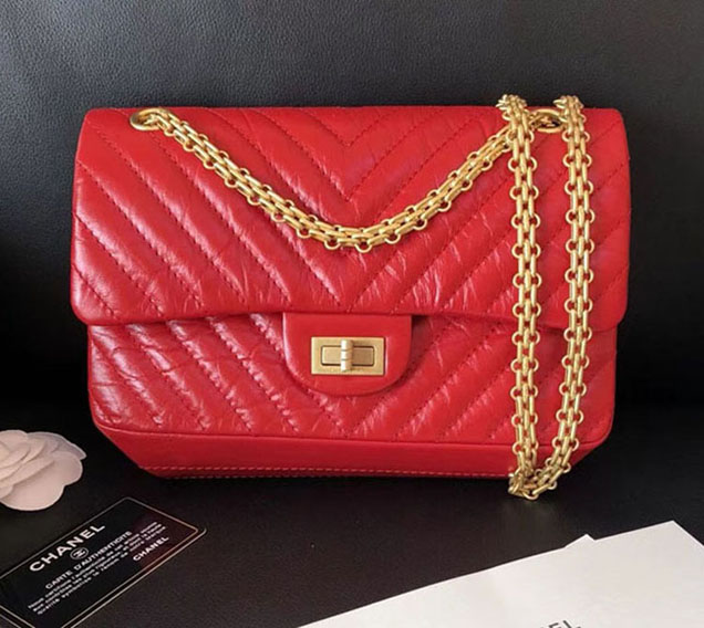 Chanel Aged Metallic Red Calfskin Medium Classic Flap Bag 2018