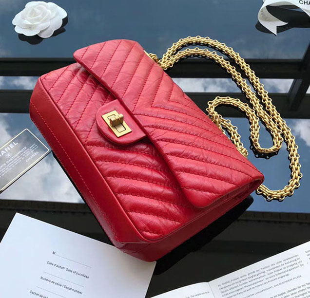 Chanel Aged Metallic Red Calfskin Medium Classic Flap Bag 2018
