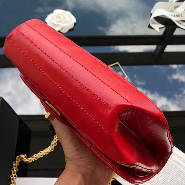 Chanel Aged Metallic Red Calfskin Medium Classic Flap Bag 2018