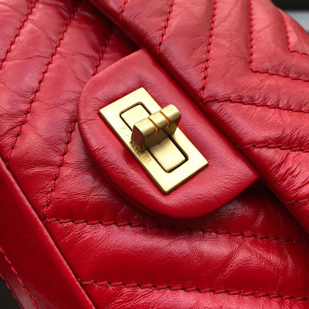 Chanel Aged Metallic Red Calfskin Medium Classic Flap Bag 2018