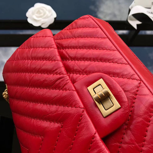 Chanel Aged Metallic Red Calfskin Medium Classic Flap Bag 2018