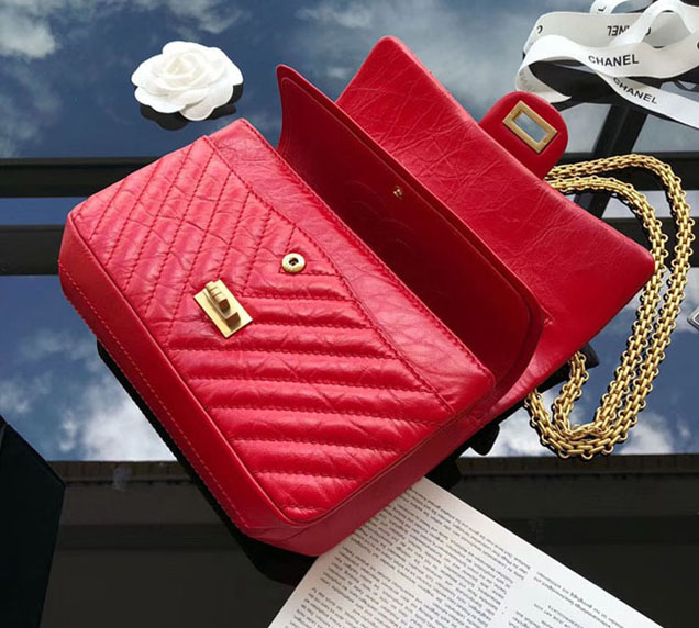 Chanel Aged Metallic Red Calfskin Medium Classic Flap Bag 2018