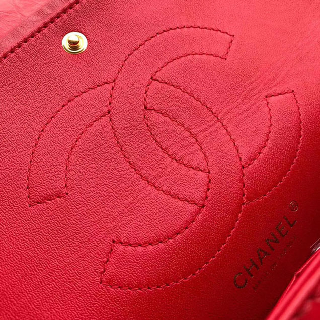 Chanel Aged Metallic Red Calfskin Medium Classic Flap Bag 2018