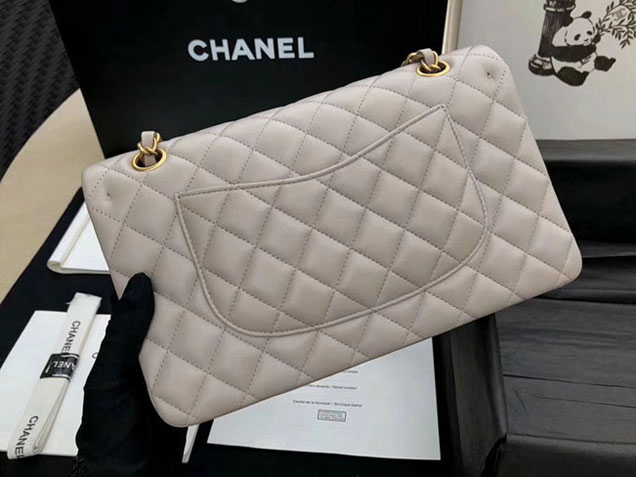 Chanel Original Quilting Lambskin Meiudm Classic Flap Bag Dove Gray Gold-tone Metal