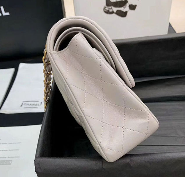 Chanel Original Quilting Lambskin Meiudm Classic Flap Bag Dove Gray Gold-tone Metal