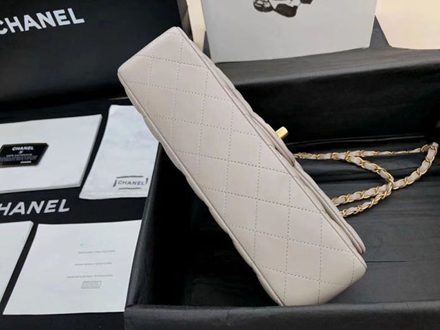 Chanel Original Quilting Lambskin Meiudm Classic Flap Bag Dove Gray Gold-tone Metal