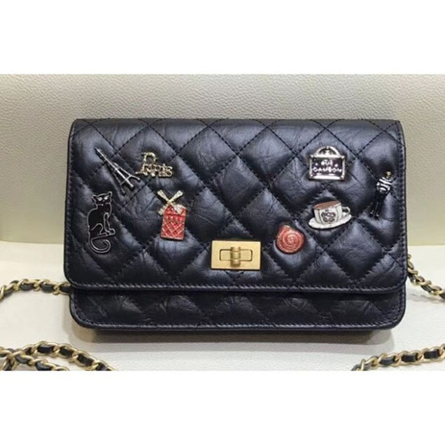 Chanel Lucky Charms Reissue Wallet On Chain WOC Bag Black 2018