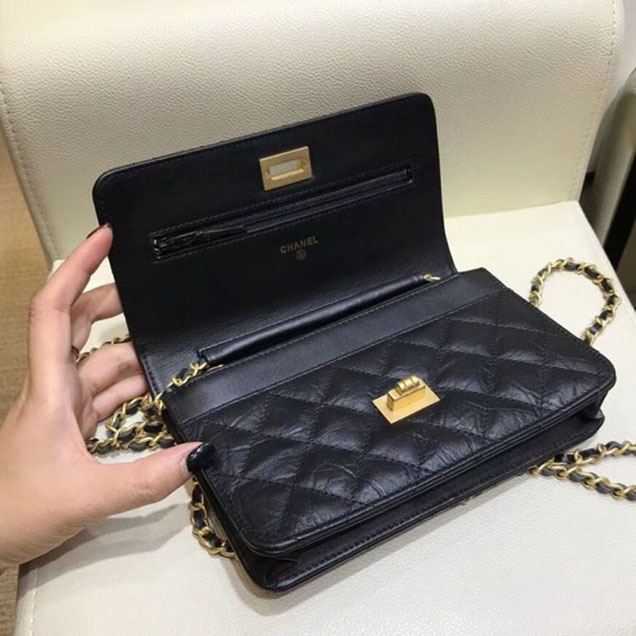 Chanel Lucky Charms Reissue Wallet On Chain WOC Bag Black 2018